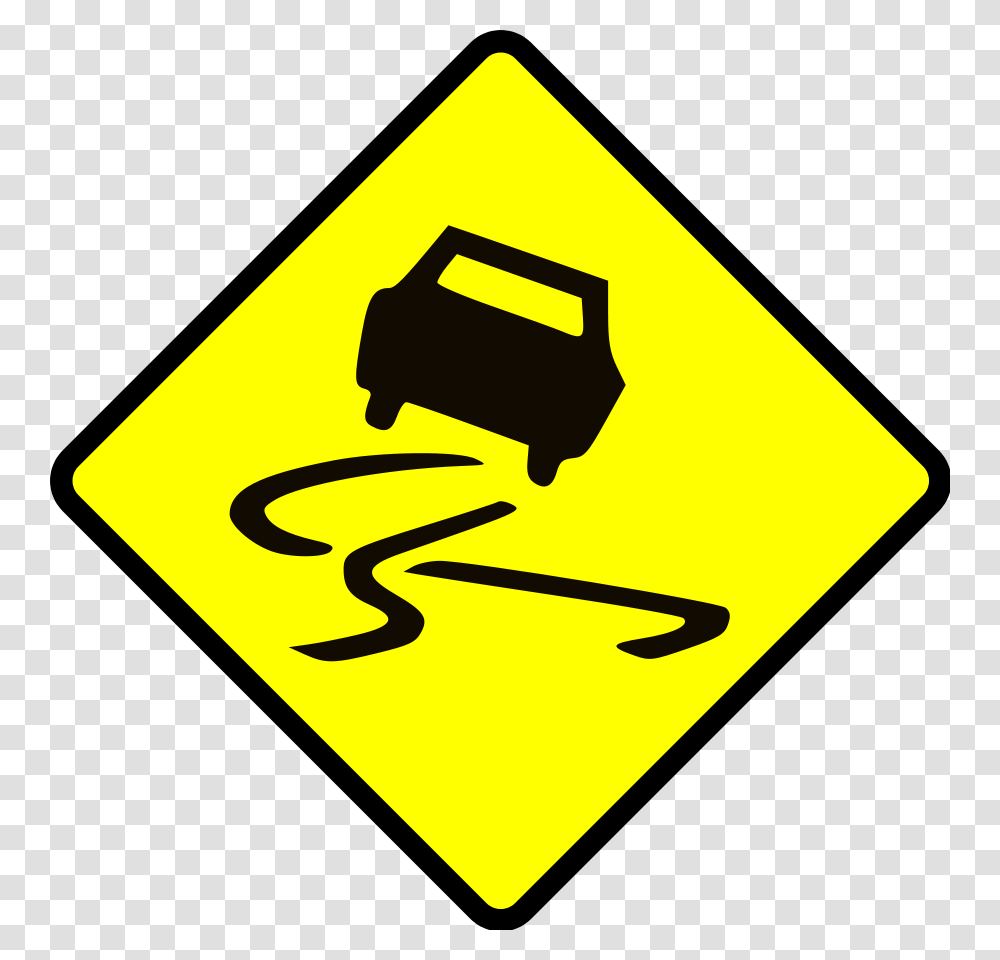 Slippery When Wet Large Size, Road Sign Transparent Png