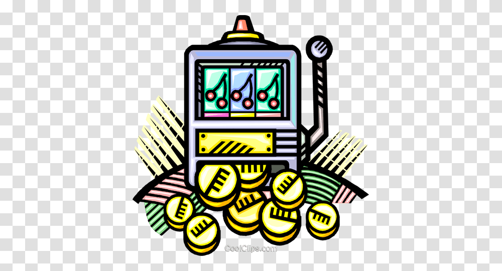 Slot Machine Royalty Free Vector Clip Art Illustration Clipart, Game, Gambling, Clock Tower, Architecture Transparent Png