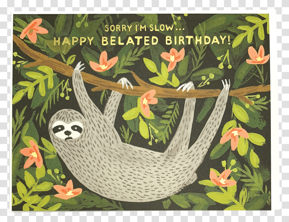 Sloth Belated Birthday Happy Birthday Rifle Paper, Furniture, Hammock, Bird, Animal Transparent Png