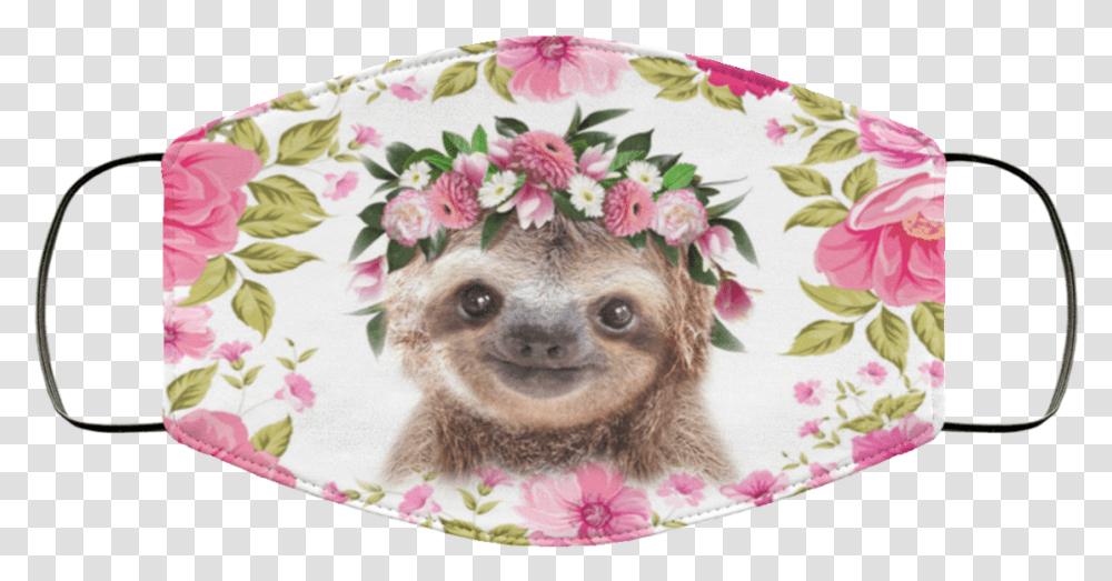 Sloth Flower Face Mask Sloth With Flower Crowns, Wildlife, Animal, Mammal, Dog Transparent Png