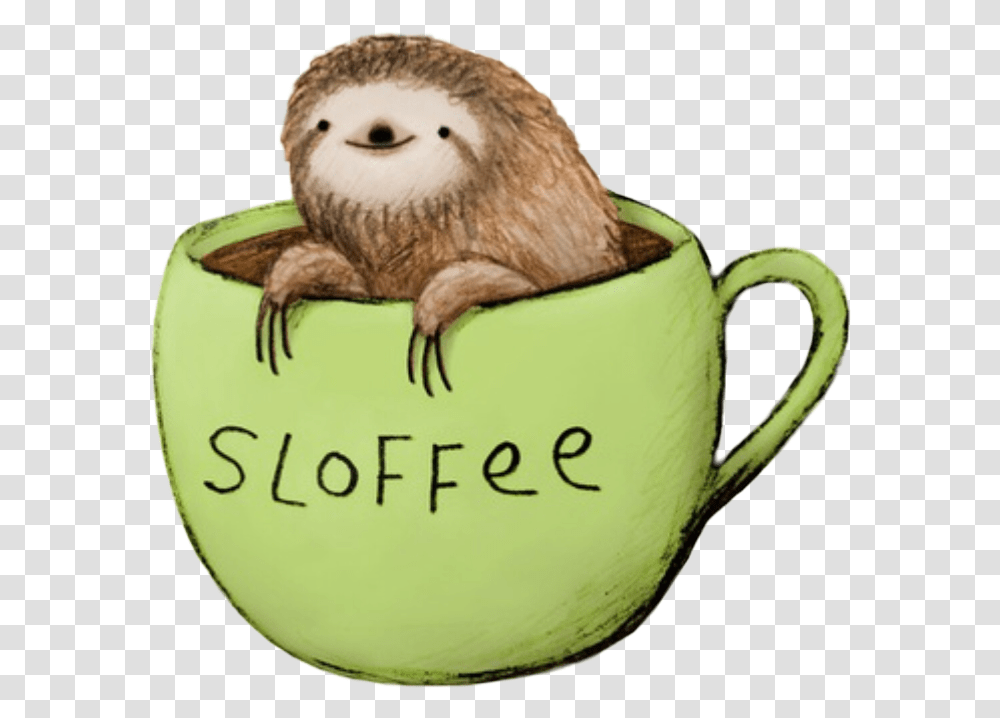 Sloth Freetoedit, Animal, Bird, Kiwi Bird, Coffee Cup Transparent Png