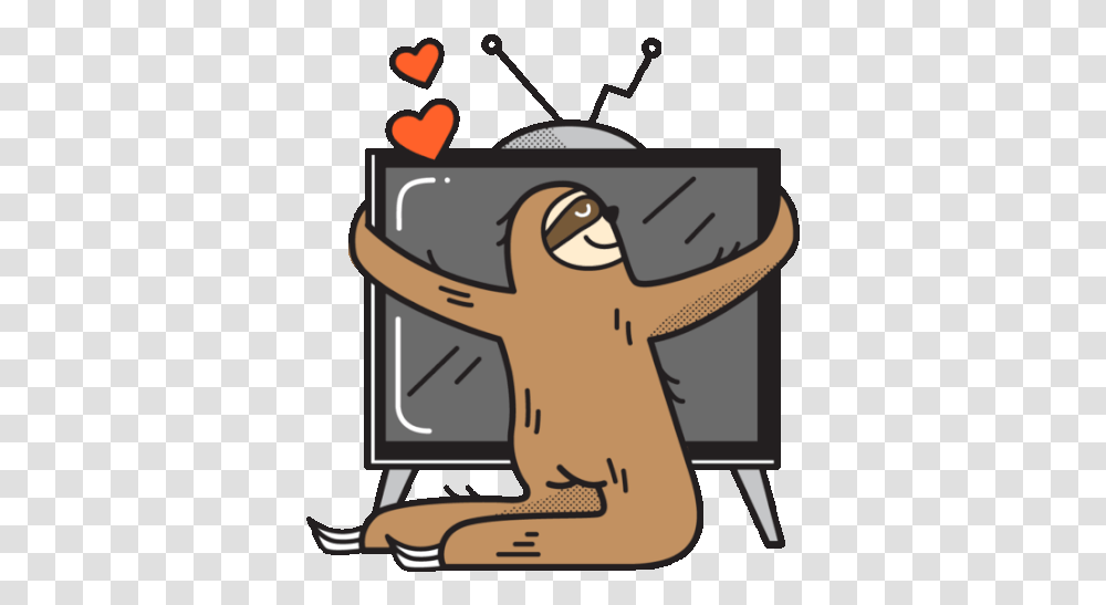 Sloth Hugging Tv With Hearts Gif Lethargicbliss Lovetv Sloth Discover & Share Gifs Fiction, Mammal, Animal Transparent Png
