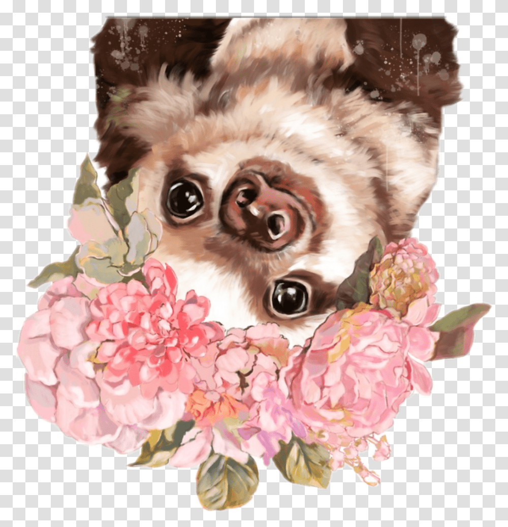 Sloth Sloths Flowers Slothlife Ftestickers Sloth With Flower Crown, Mammal, Animal, Plant, Dog Transparent Png