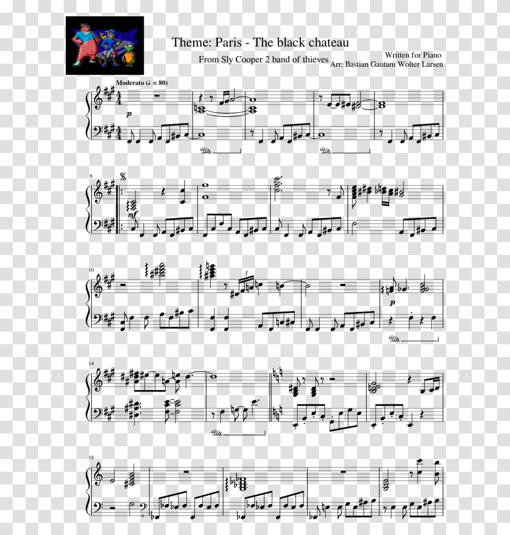 Sly Cooper Theme Sheet Music, Person, Human, Gray, World Of Warcraft Transparent Png