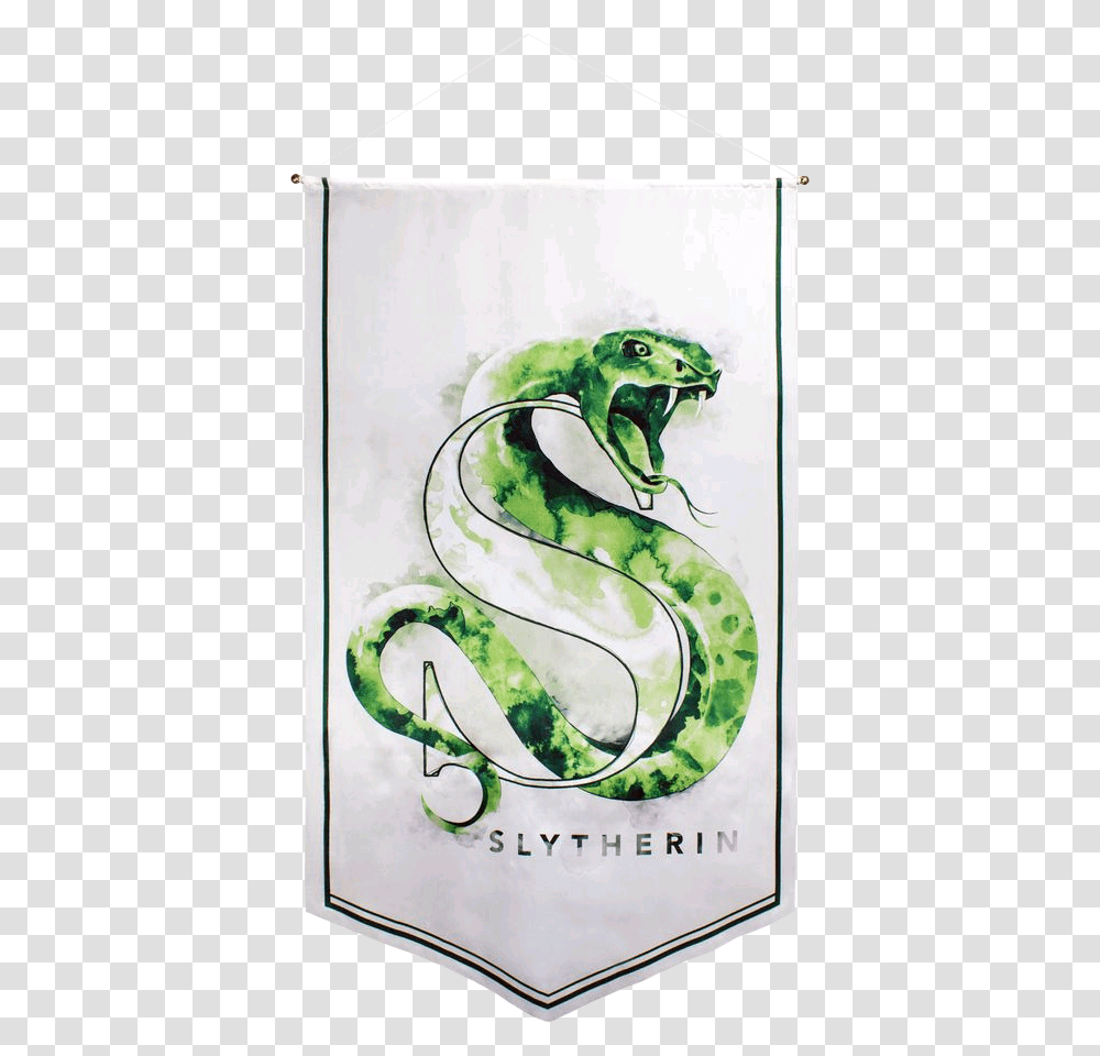 Slytherin Watercolour Satin Banner Harry Potter Slytherin Poster, Reptile, Animal, Snake, Bird Transparent Png