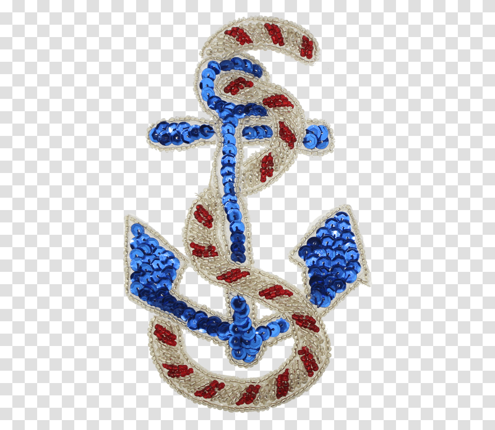 Small Anchor Beaded Amp Sequin Applique Anchor Beaded, Alphabet, Pattern, Rug Transparent Png