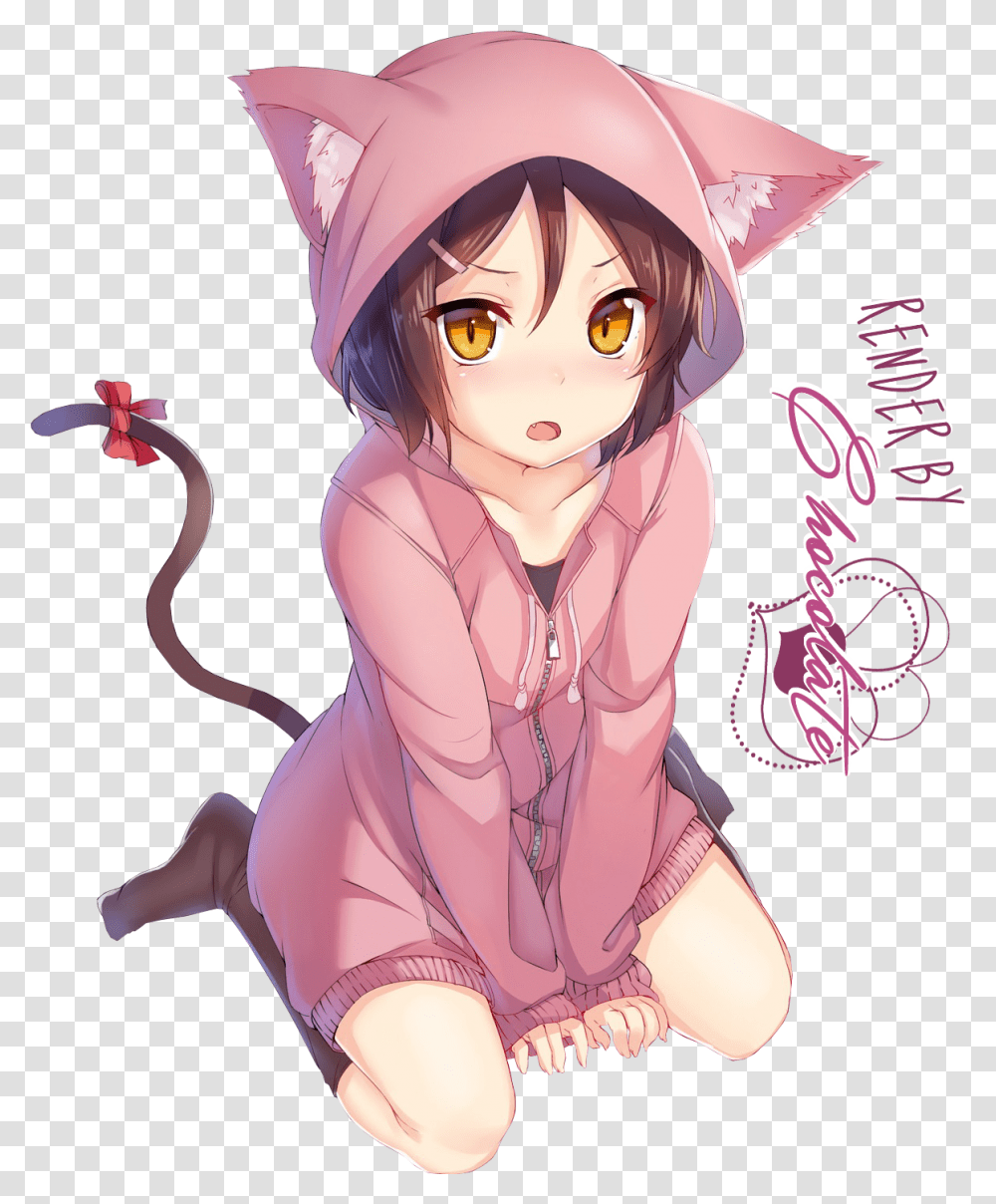 Small Anime Cat Girl, Book, Comics, Person Transparent Png