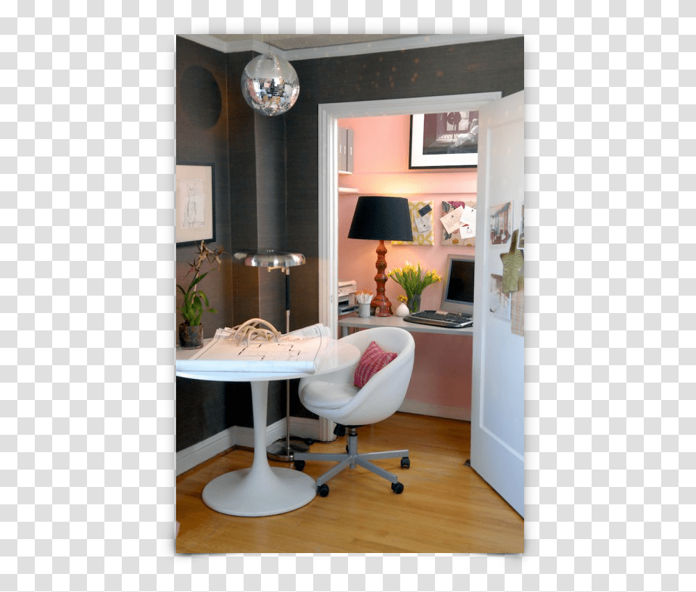 Small Beautiful Office Design, Furniture, Chair, Table Lamp, Desk Transparent Png