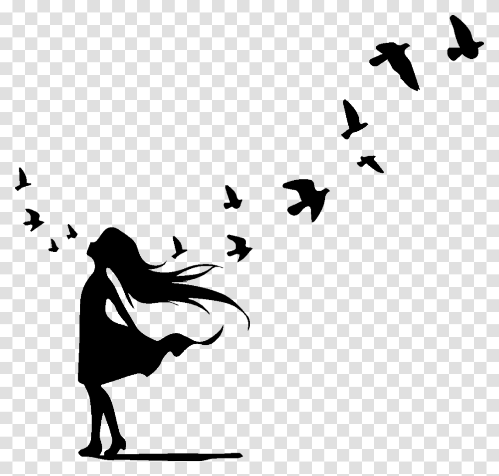 Small Birds Flying Cartoon Black And White Tattoo Flying Small Bird Cartoon, Gray, World Of Warcraft Transparent Png