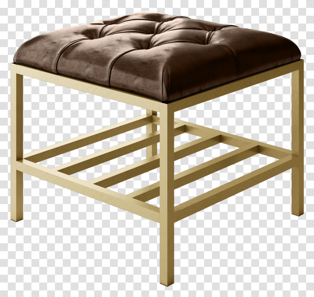 Small Brown Modern Bench, Furniture, Ottoman, Rug Transparent Png