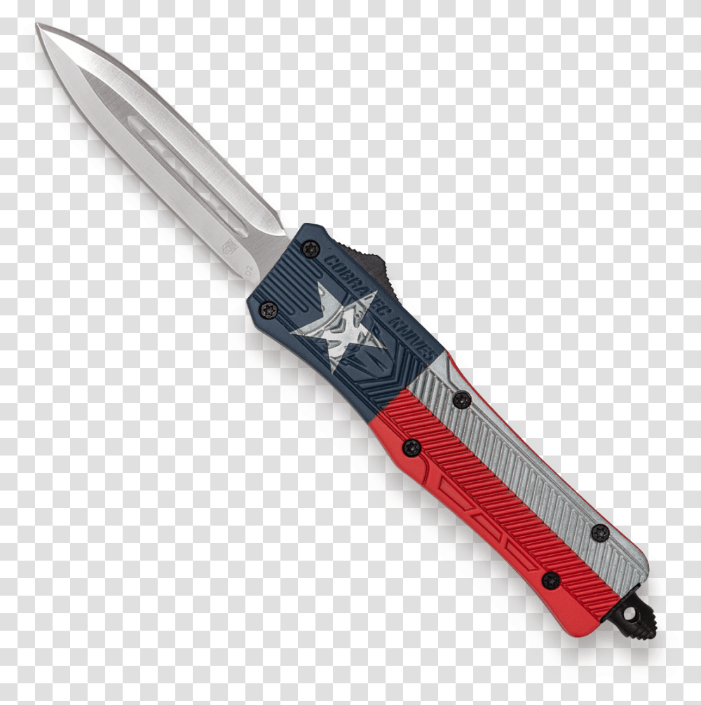 Small Ctk 1 Drop Point Texas Flag Cobratec Knives Texas Flag, Weapon, Weaponry, Knife, Blade Transparent Png