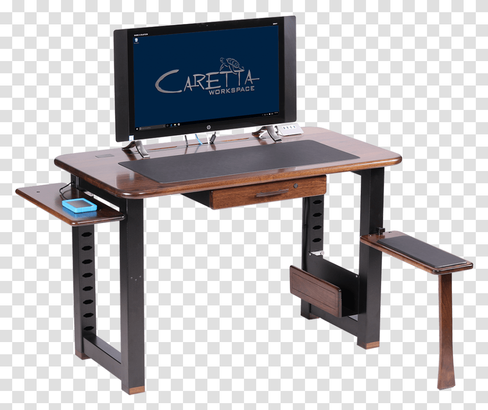 Small Desk With Shelves Altra Cherry And Black Small Computer Table Printer, Furniture, Electronics, Pc, Tabletop Transparent Png