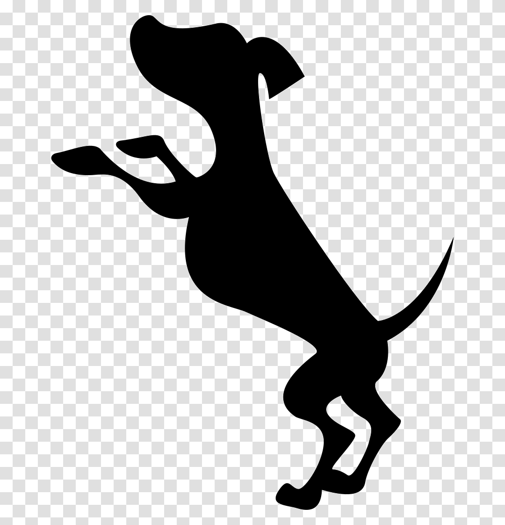 Small Dog Silhouette Standing On His Back Paws Dog Standing Up, Stencil, Animal, Mammal, Giraffe Transparent Png