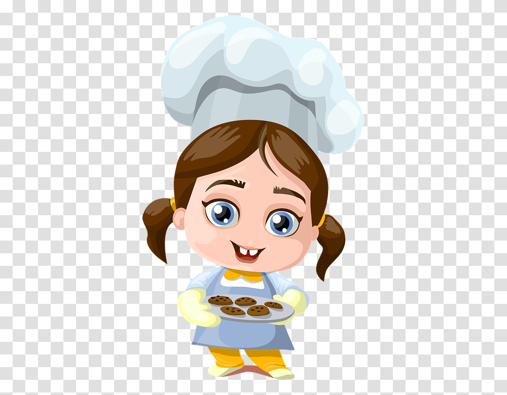 Small Girl Chef Girl Cartoon, Person, Human, Food Transparent Png