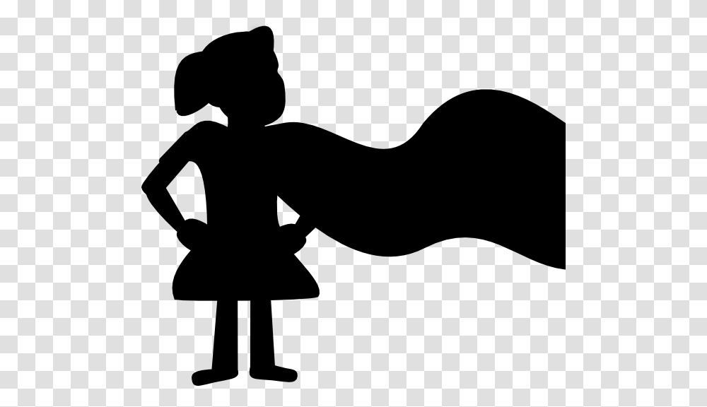 Small Girl Superhero Sillhouette Clip Art, Silhouette, Stencil, Person Transparent Png