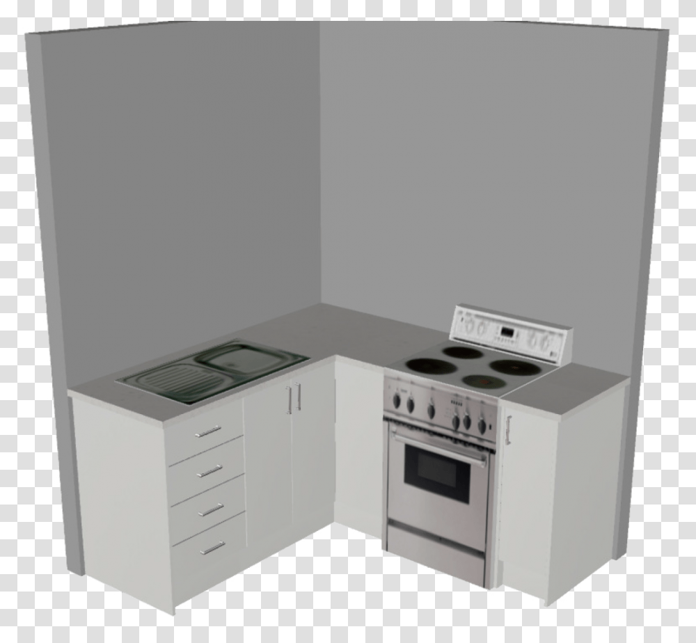 Small Kitchen 3d I Shape, Oven, Appliance, Indoors, Room Transparent Png