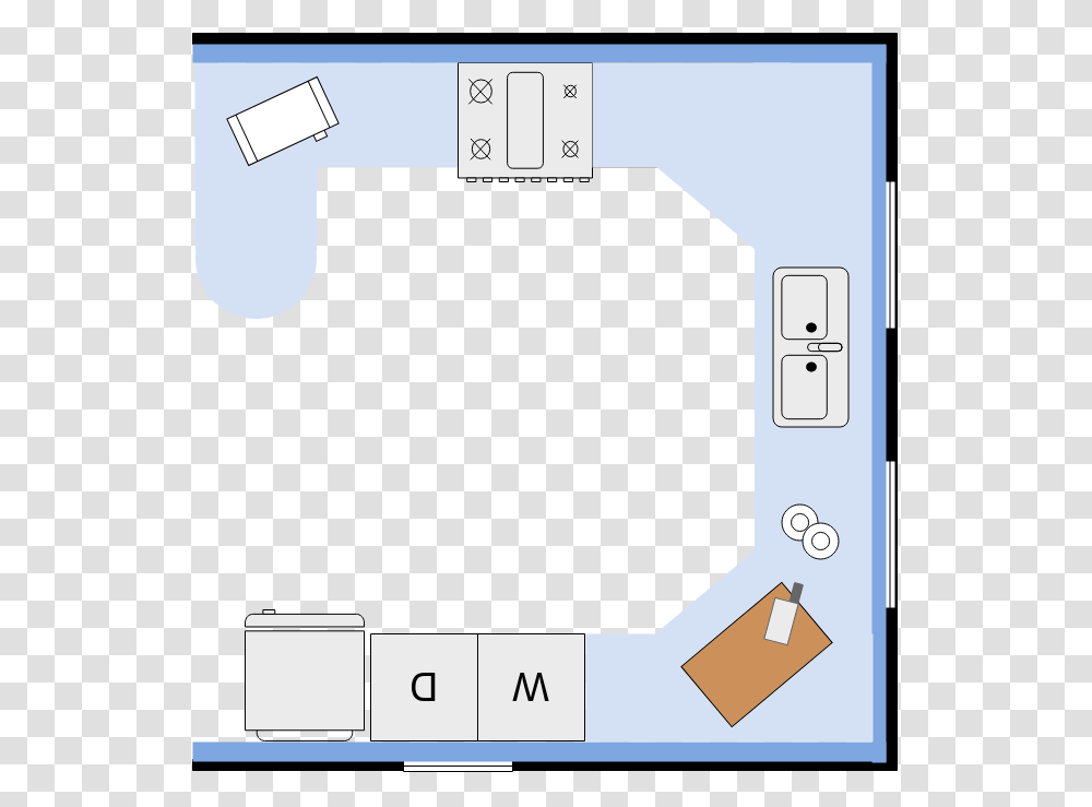 Small Kitchen Floor Plan Example Of Kitchen In Floor Plan, Plot, Diagram, Electronics Transparent Png