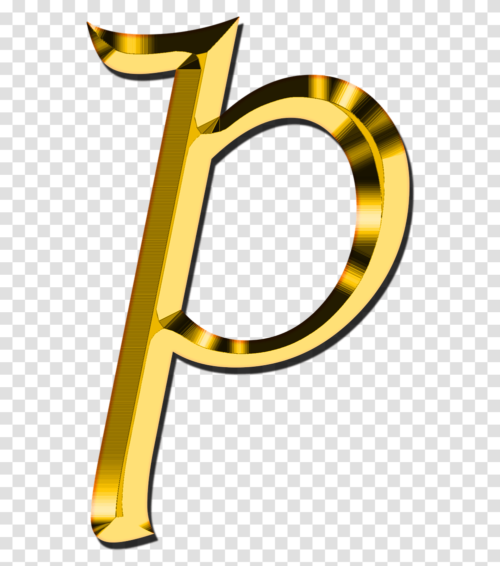Small Letter P Gold Letter O, Text, Alphabet, Symbol, Brass Section Transparent Png