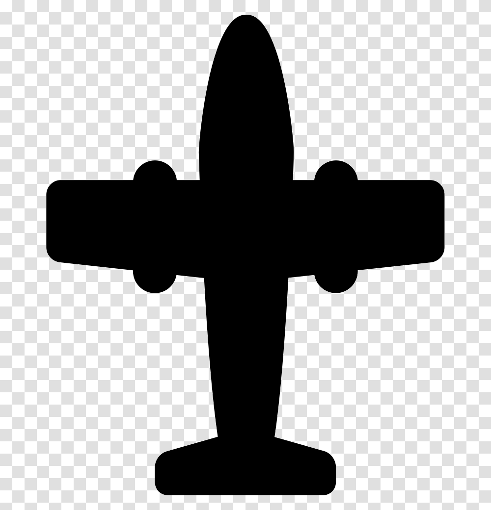 Small Plane With Two Engines Cross, Silhouette, Hammer, Tool Transparent Png