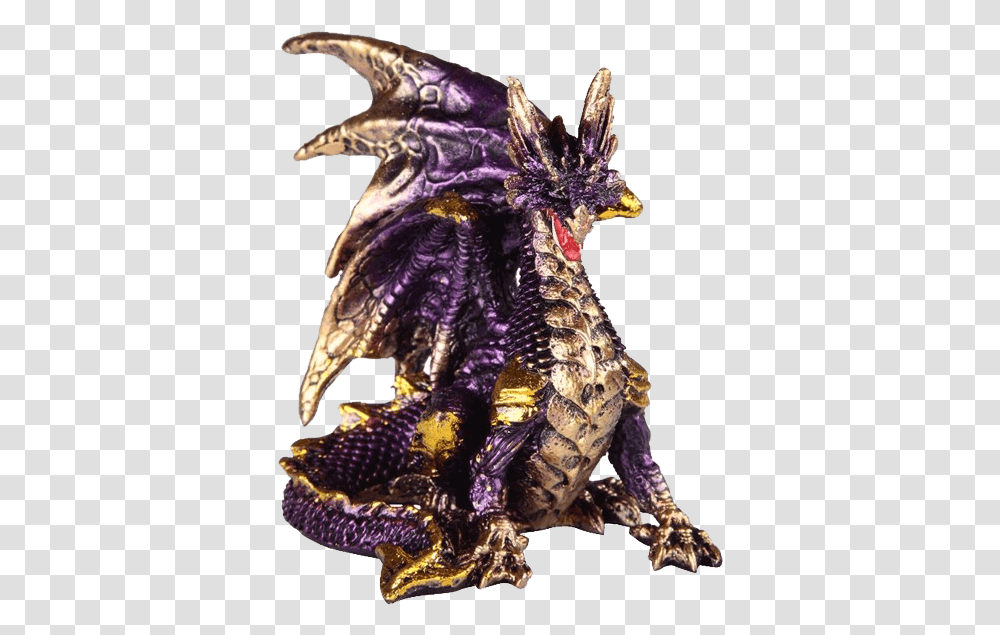 Small Seated Amethyst And Gold Dragon Statue Small Dragon Statues, World Of Warcraft Transparent Png