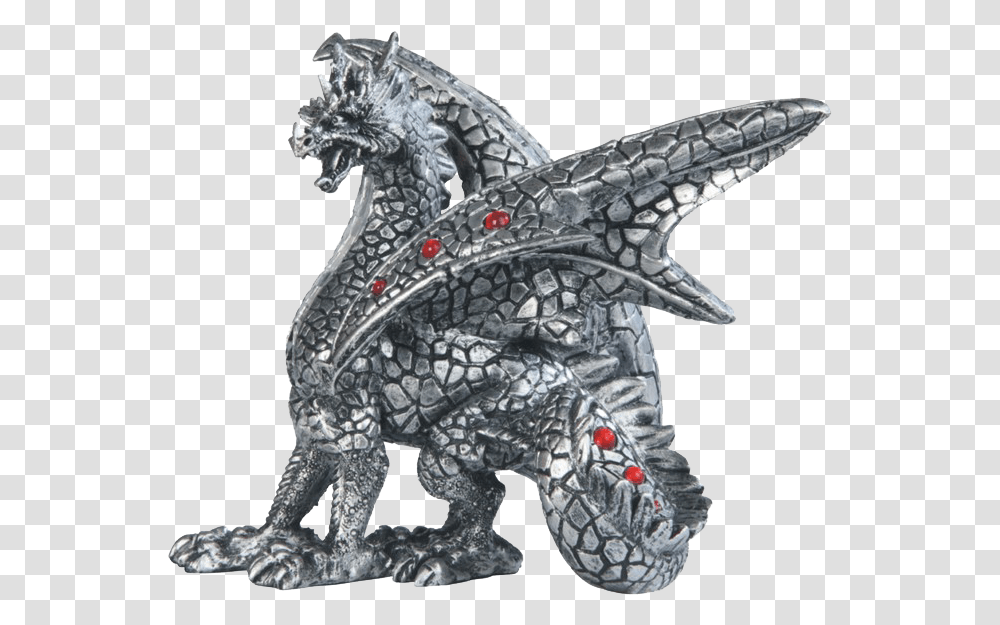 Small Silver Dragon Statue Dragon, Dinosaur, Reptile, Animal Transparent Png