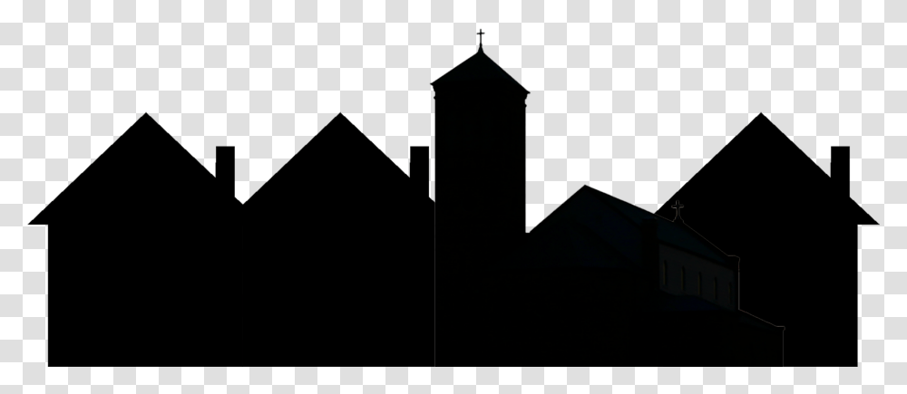 Small Town Silhouette At Getdrawings Small Town Skyline Silhouette, Lighting, Building, Architecture, Spire Transparent Png