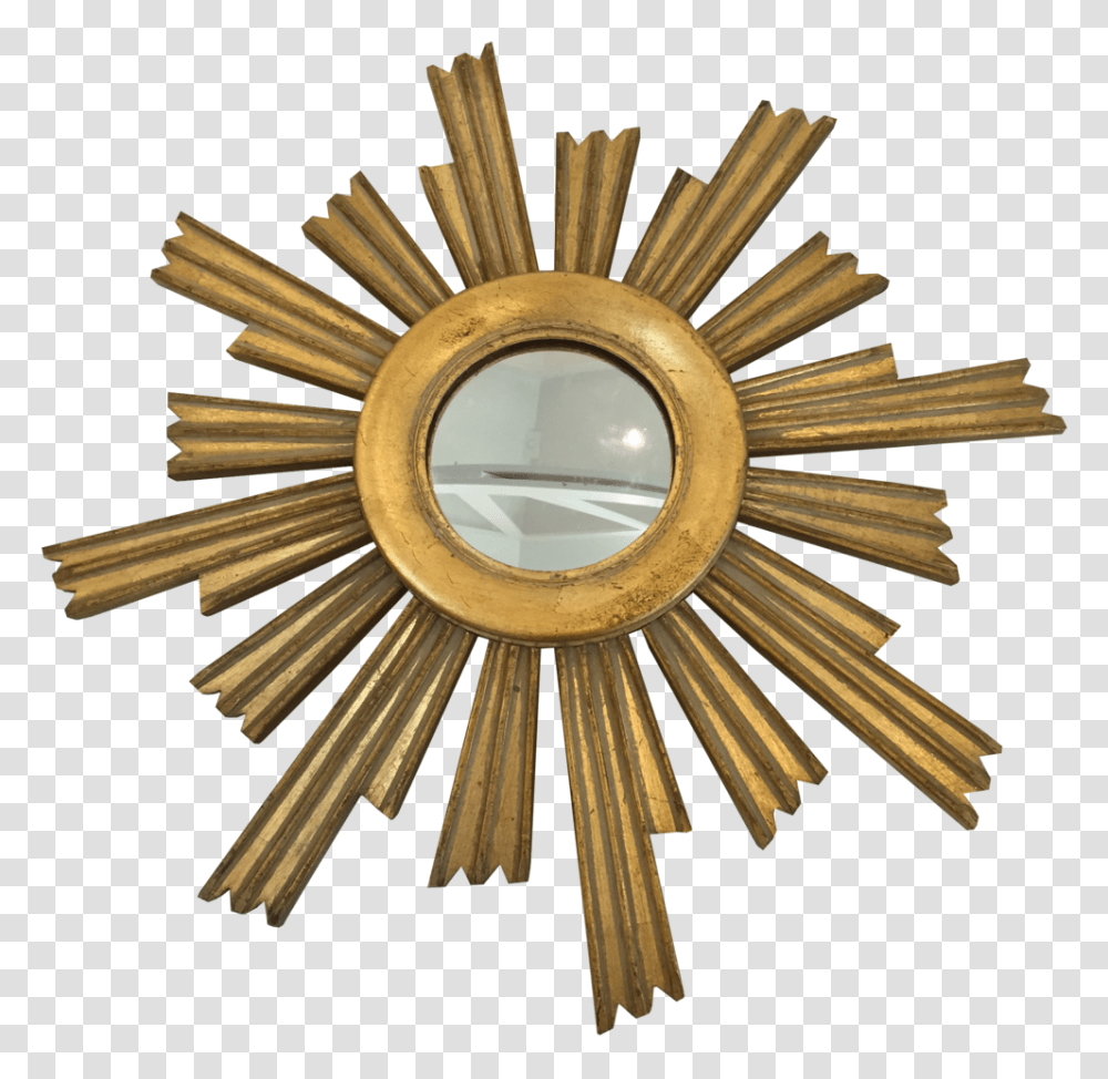 Small Vintage Gold Sunburst Mirror Tiffany Farha Design, Key, Brush, Tool, Spice Transparent Png