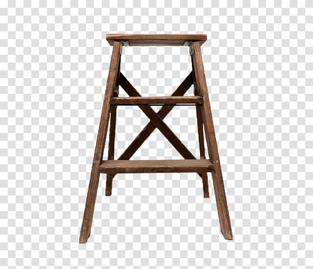 Small Wooden Cross Back Step Ladder U S, Chair, Furniture, Bar Stool, Stand Transparent Png