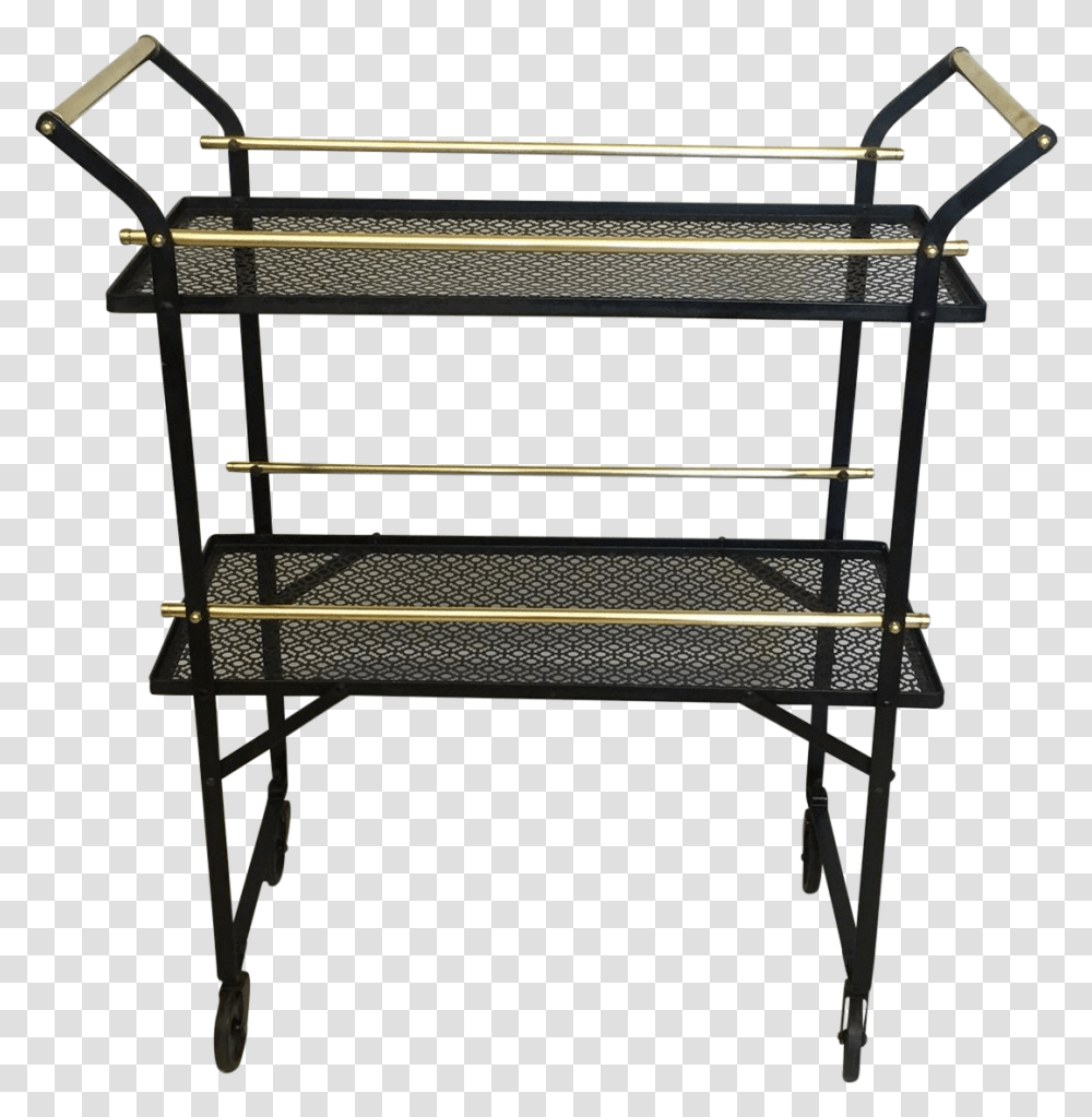 Smart French Black Metal And Brass Bar Cart On Chairish Shelf, Bench, Furniture, Piano, Leisure Activities Transparent Png