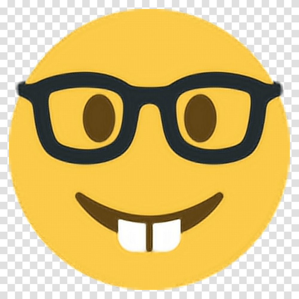 Smart Nerd Geek Dork Teeth Glasses Spectacles Emoji Nerd Emoji Twitter, Helmet, Apparel, Pac Man Transparent Png