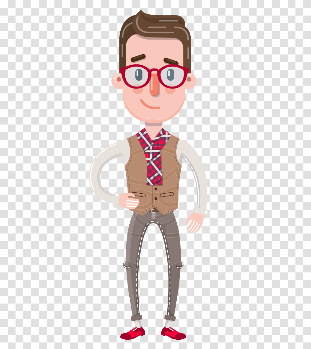 Smart Office Man Cartoon Character In Flat Style Cartoon Characters Man Cartoon, Costume, Toy, Long Sleeve Transparent Png