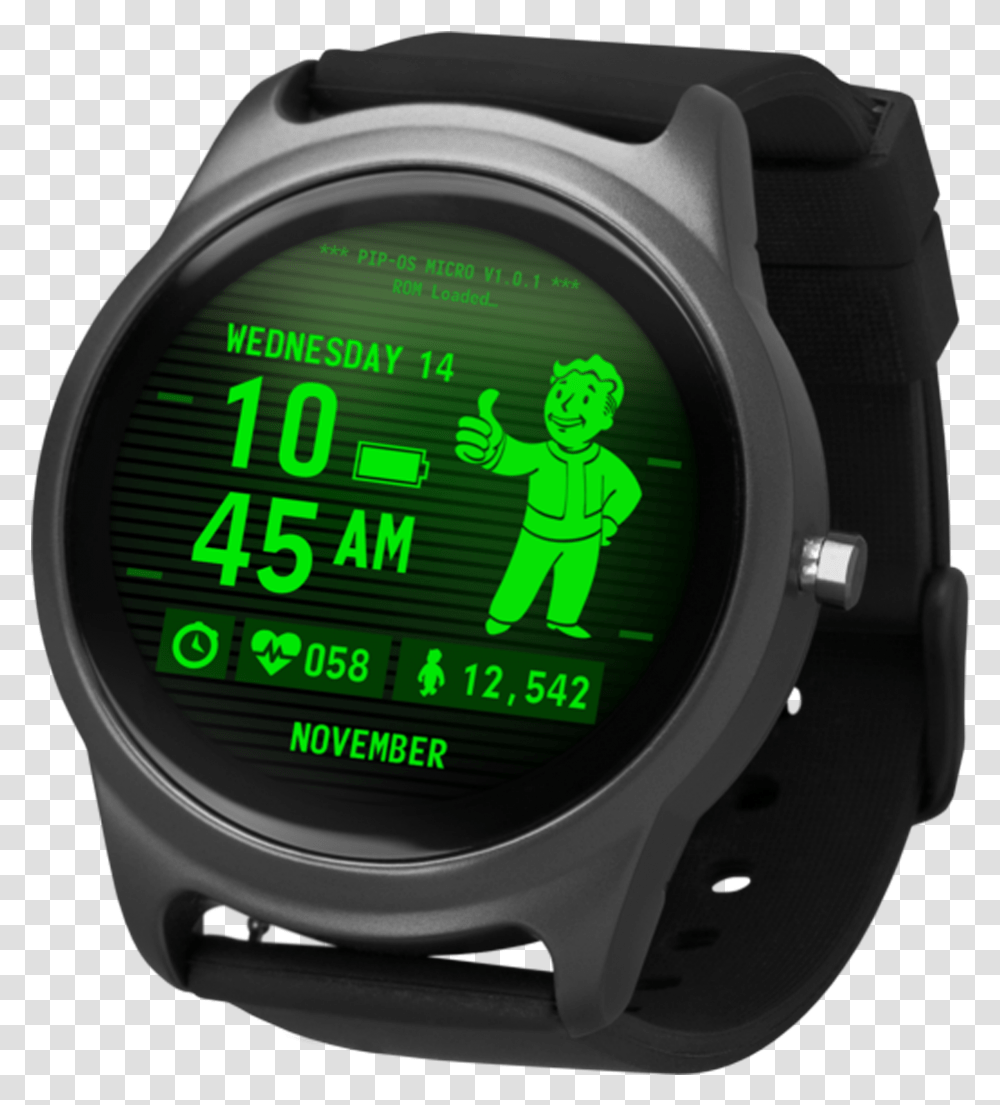 Smart Watch Pip Boy, Wristwatch, Digital Watch, Person, Human Transparent Png