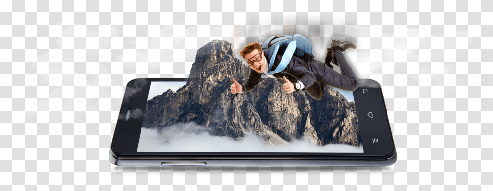 Smartphone, Person, Outdoors, Nature, Advertisement Transparent Png