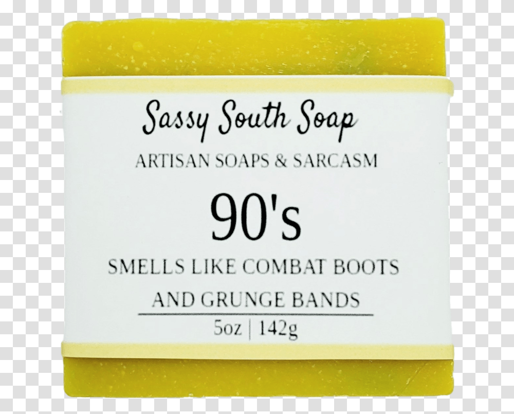 Smells Like Combat Boots And Grunge Bands - Sassy South Soap, Text, Box, Paper, Food Transparent Png