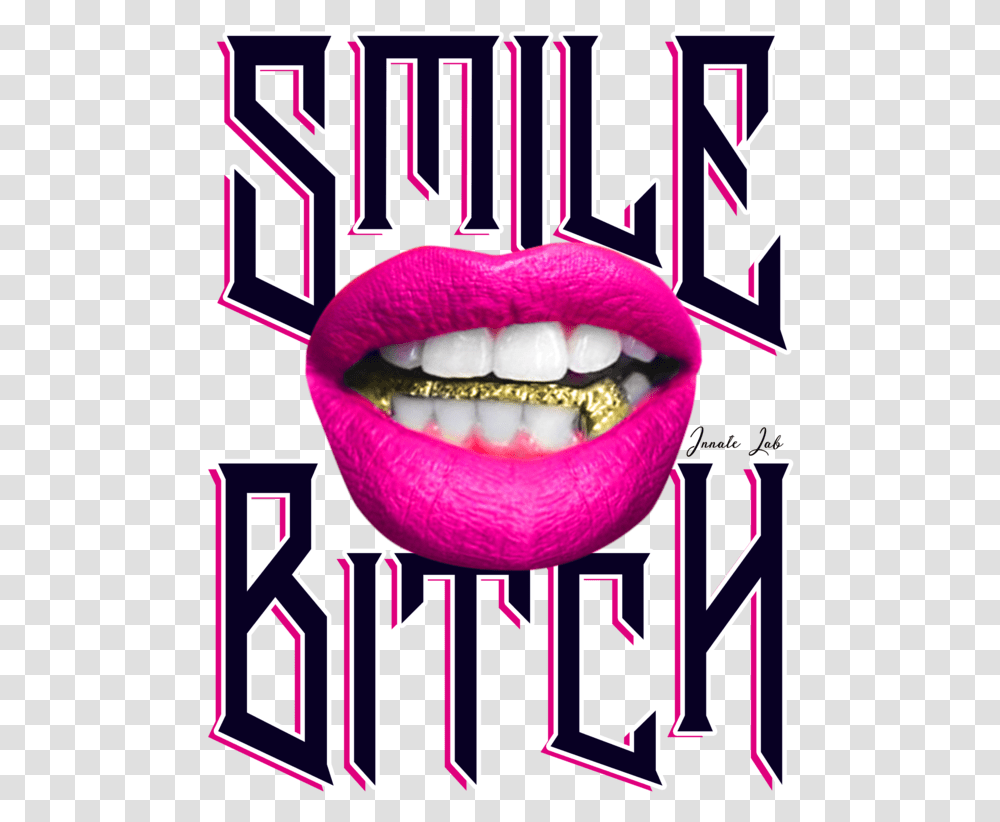 Smile Bitch Female Grillz Gold Lips Balenciaga Triple, Teeth, Mouth, Poster, Advertisement Transparent Png