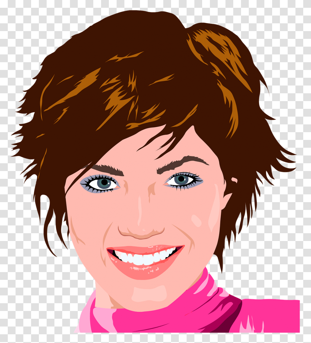 Smile Girl Illustration, Face, Person, Head, Teeth Transparent Png