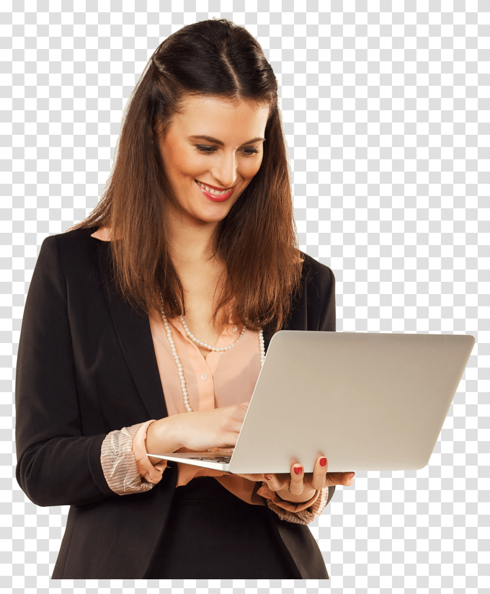 Smile Girl Laptop, Person, Pc, Computer, Electronics Transparent Png