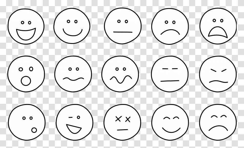 Smiley Big Image Free Clipart Emotions Faces Black And White, Electronics, Stencil Transparent Png