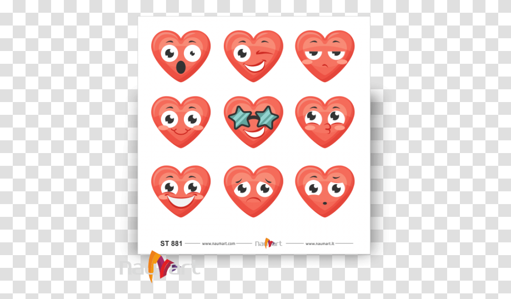 Smiley Emoji Hearts Model 8 Set Of 9 Stickers Heart, Text, Photo Booth, Label, Mouth Transparent Png