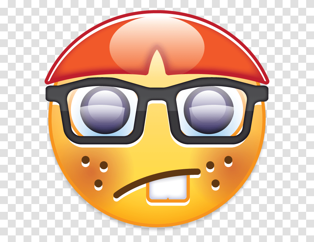 Smiley Emoji Nerd Goggles Emoji, Label, Helmet, Sticker Transparent Png