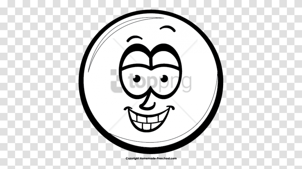 Smiley Face Line Drawing Free Download Happily Surprised Clipart Black And White, Text, Symbol, Label, Number Transparent Png