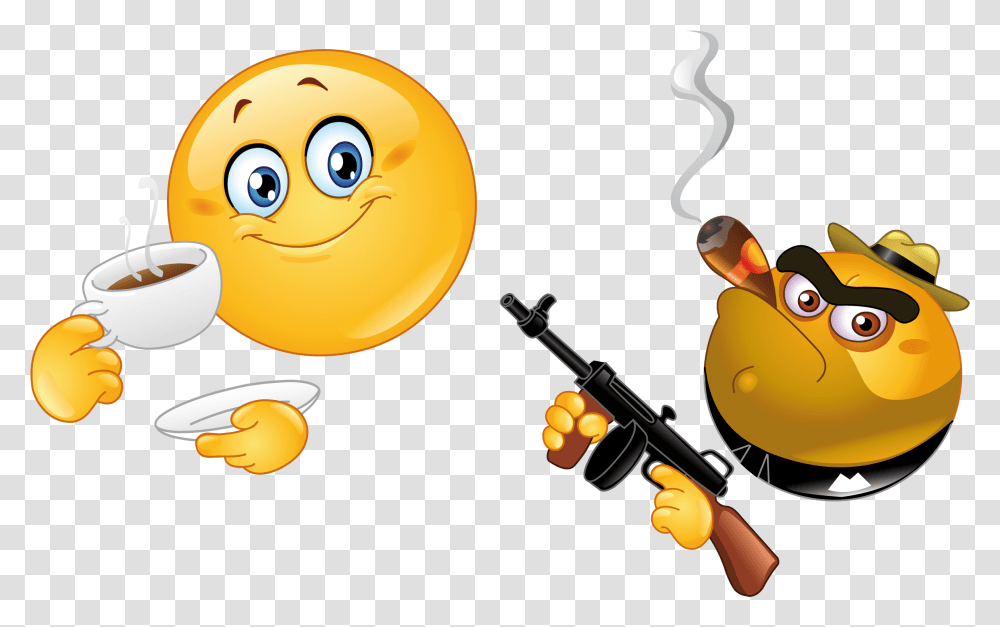 Smiley Gangster Clipart Download Emoji Holding A Gun, Leisure Activities, Animal Transparent Png