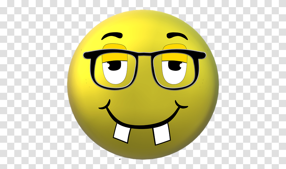 Smiley Glasses Nerd Incisor Intelligent Emojis Emoji, Label, Plant, Helmet Transparent Png