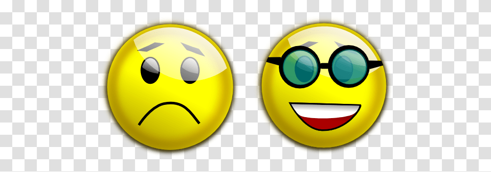 Smiley Glasses Sad Clip Art Vector Clip Art Happy And Sad Face, Pac Man Transparent Png