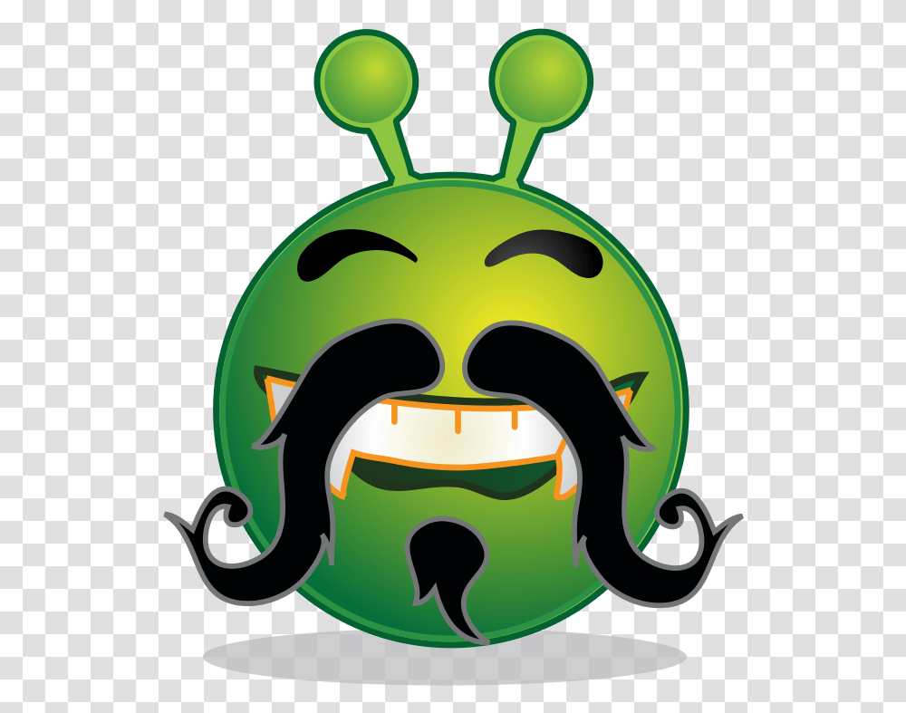 Smiley Green Alien Moustache Alien Smiley, Animal, Bird, Mammal, Reptile Transparent Png