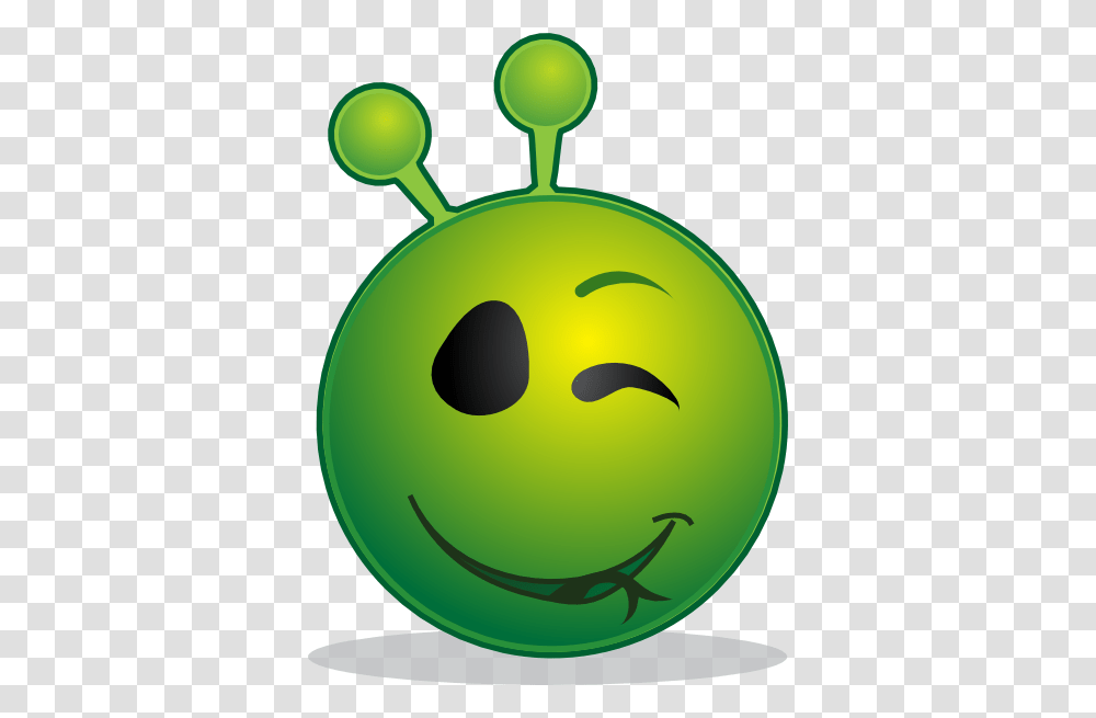 Smiley Green Alien Wink Clip Art, Tennis Ball, Sport, Sports, Plant Transparent Png