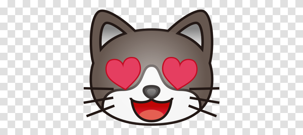 Smiling Cat Face With Heart Shaped Eyes Emoji For Facebook Heart Eyes Cat Emoji, Bowl, Meal, Food, Mouth Transparent Png