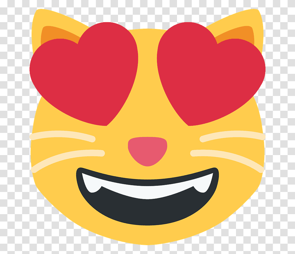 Smiling Cat With Heart Emoji Gato Enamorado, Label, Text, Sticker, Graphics Transparent Png