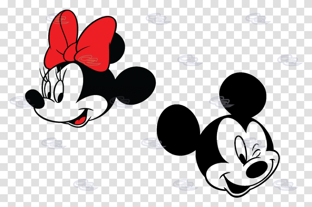 Smiling Cute Faces Mickey Mouse Minnie Mouse Red Bow Mickey And Minnie Face, Plant, Petal, Flower, Blossom Transparent Png