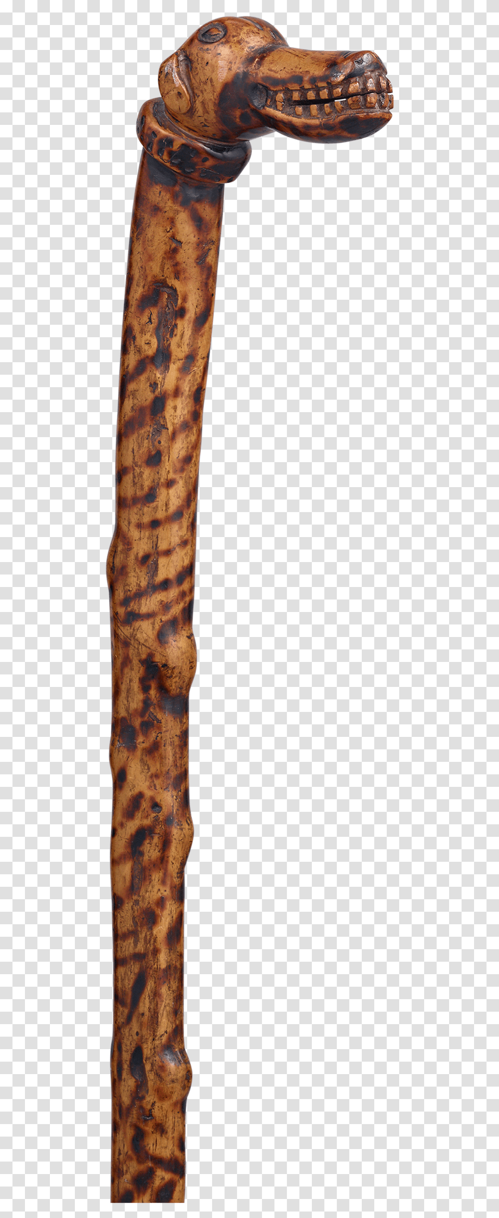 Smiling Dog Folk Art Walking Stick, Cane, Wood, Bronze, Arrow Transparent Png